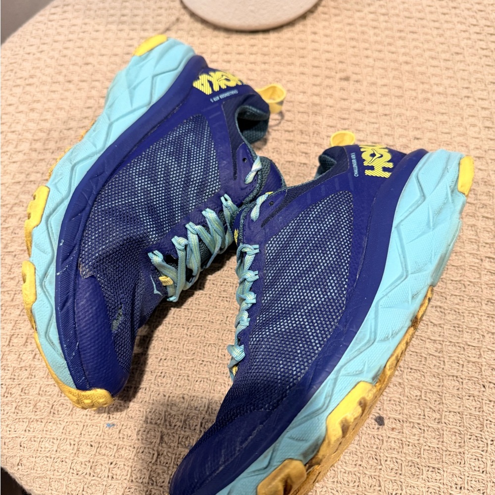 Hoka Navy, Teal & Yellow Trail Running Sneakers - Picture 7 of 10